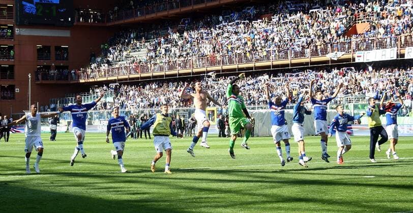 18.04.2010, Genua - Serie A 2009 2010 - Schlussjubel Sampdoria Genua ---  o0 Jubel Freude Totale