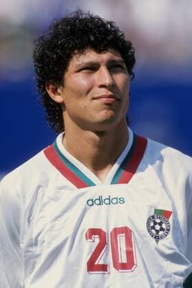 Krassimir Balakov (Bulgarien) - Nationalhymne Fußball WM Herren WM 1994, Länderspiel, Nationalteam, Nationaltrikot Porträt New York, New Jersey, NY, N.Y.