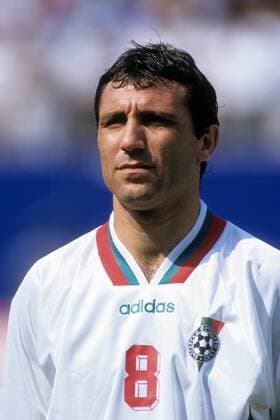 Hristo Stoichkov (Bulgarien) - Nationalhymne Fußball WM Herren WM 1994, Länderspiel, Nationalteam, Nationaltrikot Porträt New York, New Jersey, NY, N.Y.