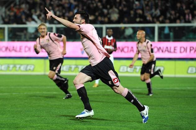 Palermo 24.04.2010, US Palermo (rosa) - AC Mailand (rot): Cesare Bovo - Jubel  o0 Freude