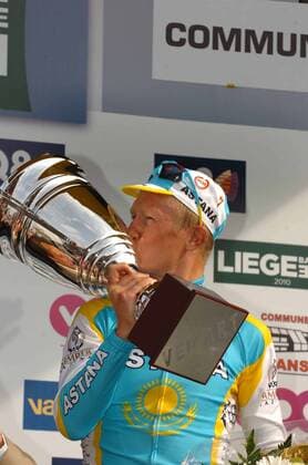 2010, Liege - Bastogne - Liege, Astana 2010, Alexander Vinokourov ,  o0 Objekte Pokal Trophäe o0 Freude