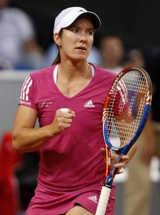 Porsche Tennis Grand Prix, WTA Tour, Damen Turnier in Stuttgart, Justin Henin (BEL) macht die Faust und jubelt,