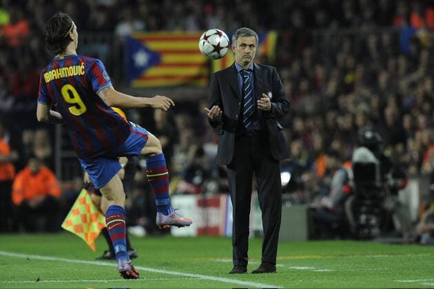 FC Barcelona (blue) - Inter Mailand (white), Barca, Zlatan Ibrahimovic- Trainer Jose Mourinho (Inter) 