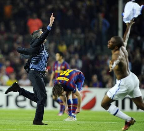 FC Barcelona (blue) - Inter Mailand (white), Barca, Coach Jose Mourinho (Inter), Samuel Eto o  o0 Etoo Jubel, Freude