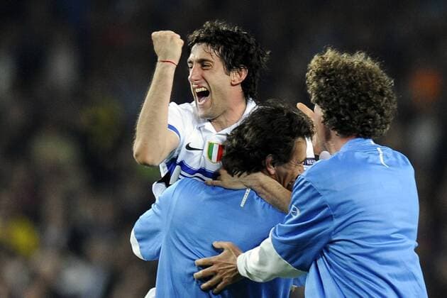 FC Barcelona (blau) - Inter Mailand (weiß), Barca, Schlussjubel Diego Milito  o0 Jubel, Freude