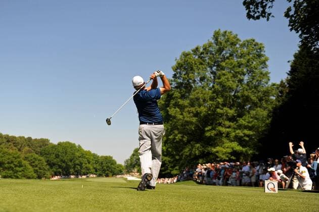 Phil Mickelson USA hits off of the 4th tee box during the second round of the Quail Hollow Tournament in Charlotte, North Carolina on April 30, 2010.  CHA20100430304
