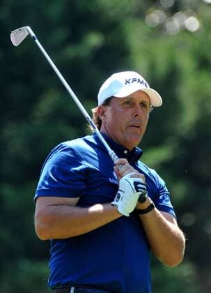 Phil Mickelson USA watches his drive off of the 6th tee box during the second round of the Quail Hollow Tournament in Charlotte, North Carolina on April 30, 2010.  CHA20100430301