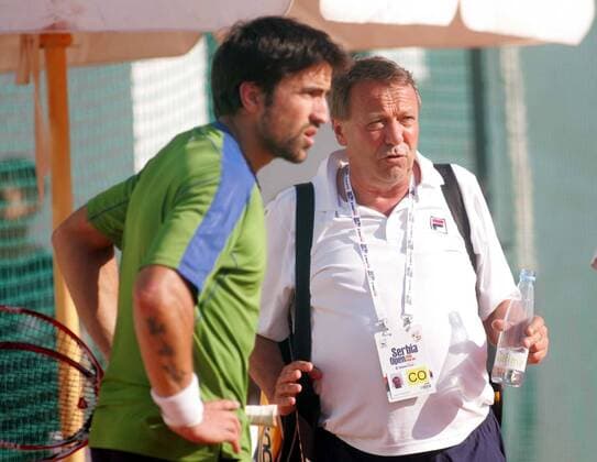 01.05.2010 Belgrade, ATP Serbia Open qualifications - Dirk Hordorff (GER, R) new coach of Janko Tipsarevic (SRB, L) : 