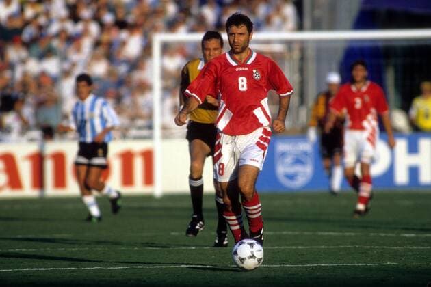 Hristo Stoichkov (Bulgarien) Fußball WM Herren WM 1994, Länderspiel, Nationalteam, Nationaltrikot, Argentinien - Bulgarien 0:2 Einzelbild Dallas