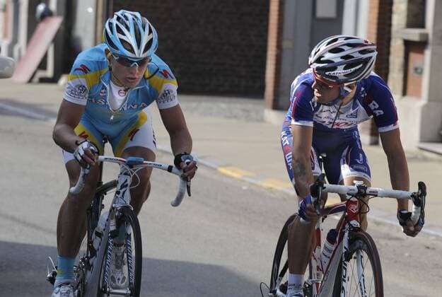 WIELRENNEN CYCLING CYCLISME LIEGE BASTOGNE LIEGE 2010 Alexandre Vinokourov (Astana, L) Alexandr Kolobnev (Katusha) 