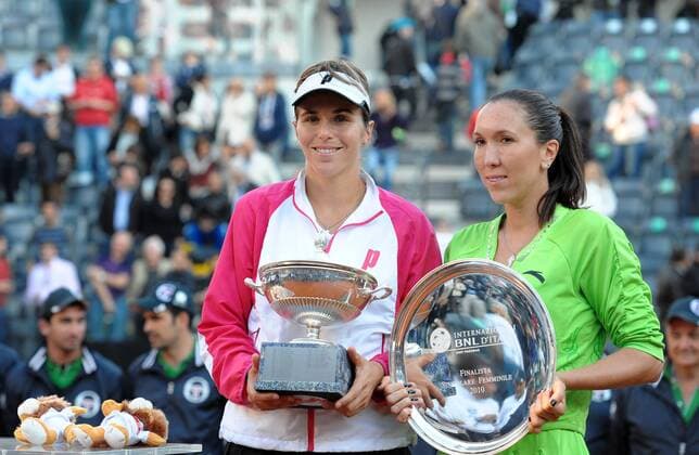 Siegerin Maria Jose Martinez Sanchez (ESP, li.), Jelena Jankovic (SRB), Finale, Internazionali BNL D Italia- AntoniettaxBaldassarre o0 Jubel Freude Sieg, Sieger Siegerehrung o00 Pokal Schale