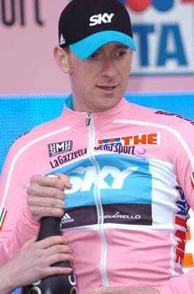 2010, Giro d Italia, Amsterdam - Amsterdam: Team Sky 2010, Bradley Wiggins im rosa Trikot -  o0 Siegerehrung Freude