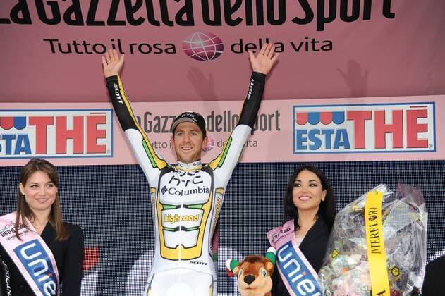 Giro d Italia 2010 9. Etappe: Frosinone - Cava dei Tirreni Htc - Columbia Harley Goss Matthew - Etappensieger in Cava dei Tirreni  o0 Siegerehrung Jubel, Freude