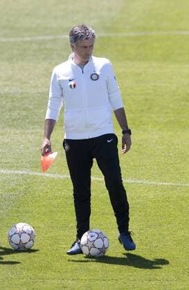 Coach Jose Mourinho FC Inter Milan takes the Champions League training session - UEFA Champions League Final - 21st May, 2010 EDITORIAL USE ONLY. No use with unauthorised audio, video, data, fixture lists, club league logos or live services. Online in-match use limited to 120 images, no video emulation. No use in betting, games or single club league player publications.
