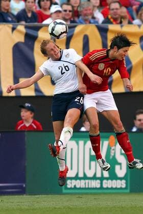 22 MAY 2010: USA team member Rachel Buehler (26) battles Germany s Linda Bresonik for a ball during the second half of their International Friendly match at Cleveland Browns Stadium in Cleveland Ohio May 22, 2010. Icon22762148 o00 DFB EDITORIAL USE ONLY