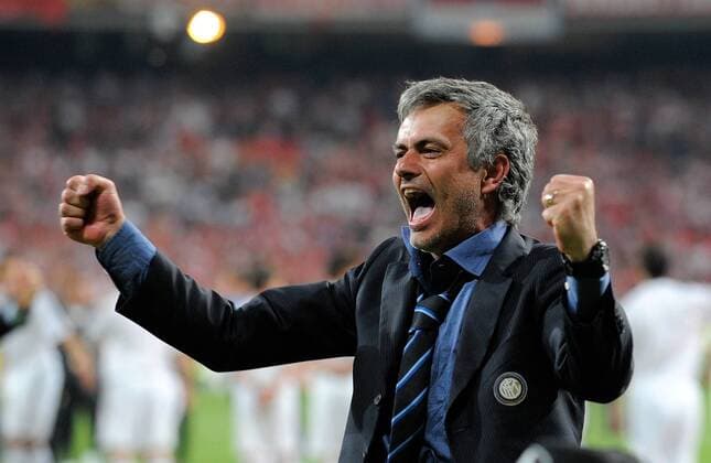 MADRID - FUSSBALL CHAMPIONS LEAGUE FINALE SAISON 2009 2010 Inter Mailand gewinnt die Champions League 2010 22.05.2010: Trainer Jose Mourinho - Fussball Champions League Finale  o0 Jubel Freude