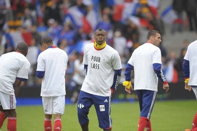 Frankreich vs Costa Rica - DJIBRIL CISSE FRA trägt ein T Shirt zur Erinnerung an Lass (LASSANA DIARRA) der nicht an der WM teilnehmen kann JBAutissier 