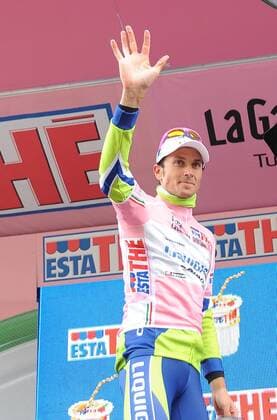 Giro d Italia 2010, 19. Etappe: Brescia - Aprica: Ivan Basso (Liquigas) im rosa Trikot  o0 Jubel, Freude,