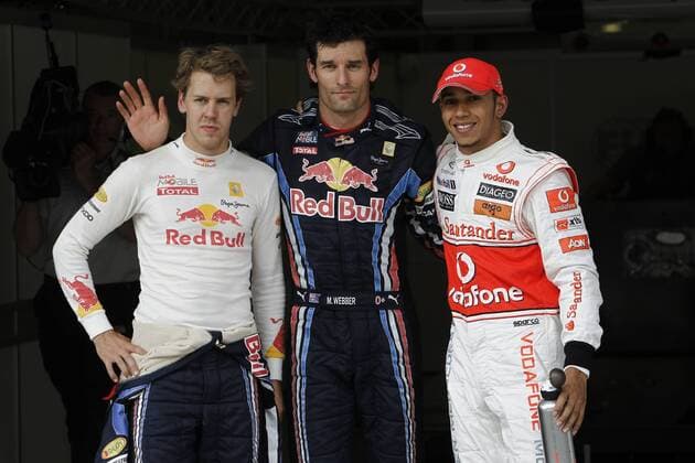 Motorsports Formula 1: World Championship 2010, GP of Turkey, 05 Sebastian Vettel (GER, Red Bull Racing, L), 06 Mark Webber (Australia, Red Bull Racing, C), 02 Lewis Hamilton (GBR, Vodafone McLaren Mercedes), xHOCHxZWEIx