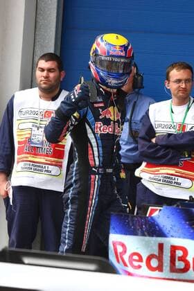 Mark Webber, Red Bull Racing, holt sich die Pole Position