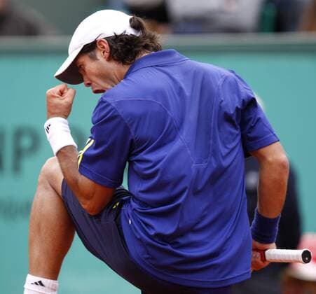French Open 2010, Roland Garros, Paris, Frankreich,Sport, Tennis, ITF Grand Slam Tournament, Fernando Verdasco (ESP) jubelt