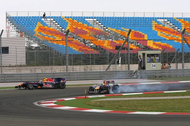 Crash, Sebastian Vettel (GER, R), Red Bull Racing, RB6 and Mark Webber (AUS), Red Bull Racing, RB6 Turkish Grand Prix 28-30 May 2010 