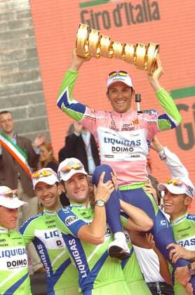 Giro d Italia, 21. Etappe in Verona - Liquigas 2010, v.re.: Valerio Agnoli, Ivan Basso, Fabio Sabatini, und Alessandro Vanotti 