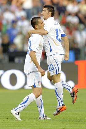 Testspiel, Test: Italien (weiß) vs. Mexiko (schwarz) 1:2 Torjubel Leonardo Bonucci (l.) Salvatore Bocchetti  o0 Jubel, Freude