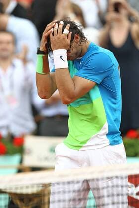 Rafael Nadal, ESP, celebrating his victory after the final of the 2010 Tennis French Open in Paris at Roland Garros, 06 06 2010 - o0 Finale