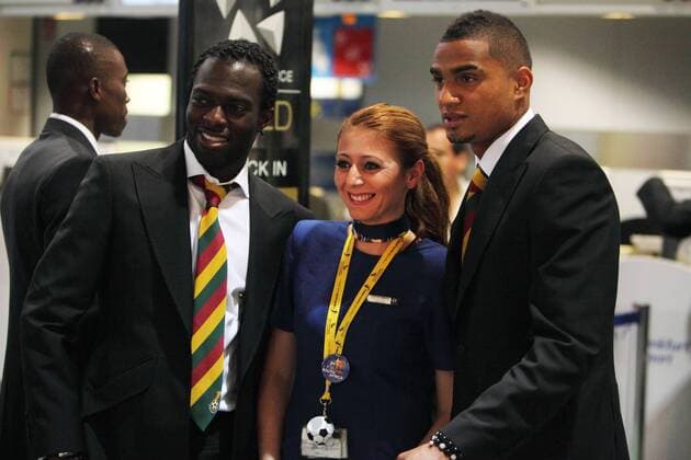 HANS SARPEI (L), KEVIN-PRINCE BOATENG ABFLUG GHANA VOM FLUGHAFEN FRANKFURT FRANKFURT 6.6.10