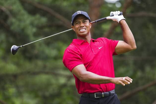 Tiger Woods (USA) reacts to his tee shot on the 2nd hole during the final round of the Memorial Tournament held at Muirfield Village G.C. in Dublin, Ohio. Icon4391006066849 EDITORIAL USE ONLY