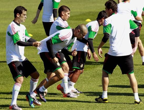 Jun 07, 2010 - Johannesburg - Rafael Marquez (L) during a training session of the Mexican World Cup squad in the field of the Waterstones College. ---  - ZUMAu78