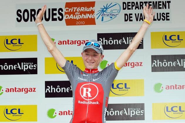 Janez Brajkovic (SLO Team RadioShack) - Podium - Stagewinner - Event: Criterium du Dauphine Libere 2010 - Stage 3 - Monteux to Sorgues ITT 49.0 km - Date: 09.06.2010 - Location: Sorgues - Vaucluse