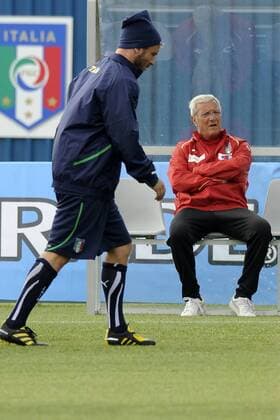 Training Italien in Centurion Nationaltrainer Marcello Lippi (L) Daniele De Rossi 