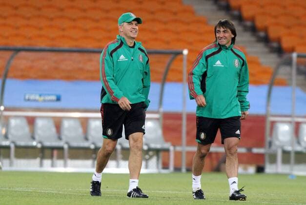 10 JUN 2010: Head coach Javier Aguirre (left) with assistant coach Juan Iribarren (right, MEX). FIFA World Cup. Icon918100610008 EDITORIAL USE ONLY