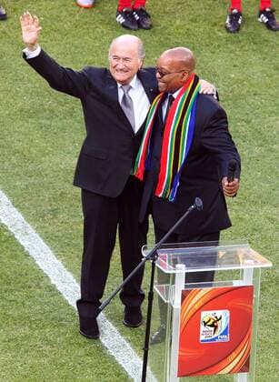 FIFA Präsident Joseph S: Blatter (li.) und Präsident Jacob Zuma (Südafrika) -  o0 Funktionär Sepp people Politik