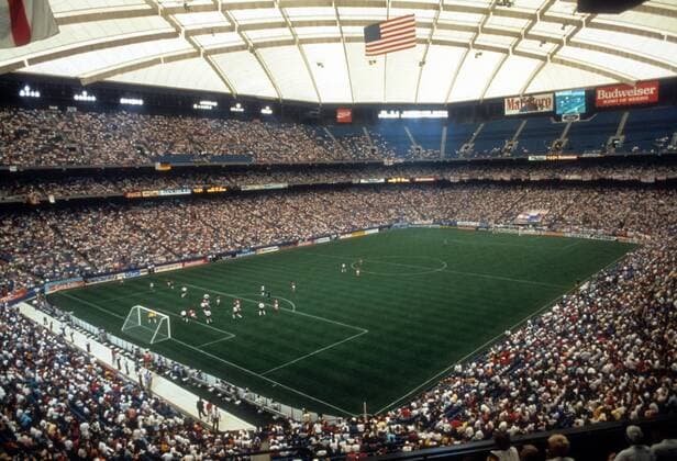 Pontiac Silverdome in Detroit, Austragungsort der Fußball WM 1994 Fußball WM Herren Vorschau WM 1994, Totale Aufnahmedatum geschätzt Detroit