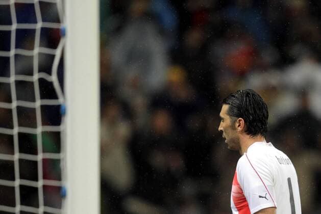 Gianluigi Buffon of Italy reacts during the Group F first round match against Paraguay at 2010 FIFA World Cup at Green Point stadium in Cape Town 
