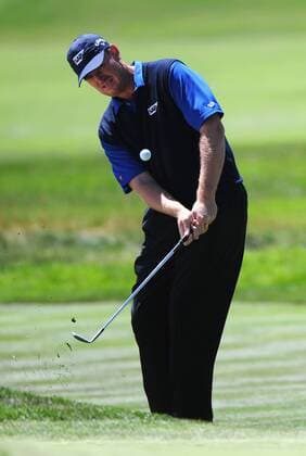 Ernie Els of South Africa hits out of the rough on the 2nd fairway during a practice round prior to the 2010 U.S. Open at the Pebble Beach, California, on June 16, 2010.  SFP20100616317