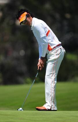 Ryo Ishikawa of Japan putts on the 6th green during a practice round prior to the 2010 U.S. Open at the Pebble Beach, California, on June 16, 2010.  SFP20100616313