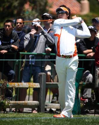 Ryo Ishikawa of Japan watches his shot on the third tee during a practice round prior to the 2010 U.S. Open at the Pebble Beach, California, on June 16, 2010.  SXP20100616104