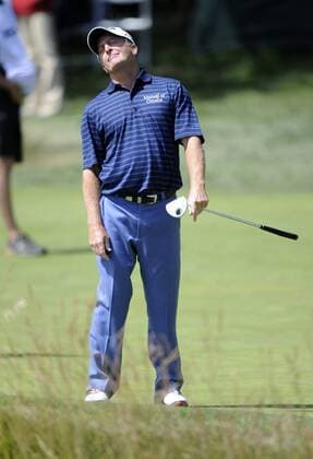 17 June 2010: Jim Furyk (USA) reacts to a missed putt on 15 during the first round of play of the USGA 2010 U.S. Open Championship at Pebble Beach Golf Links, Pebble Beach, California. Icon12810061716 EDITORIAL USE ONLY