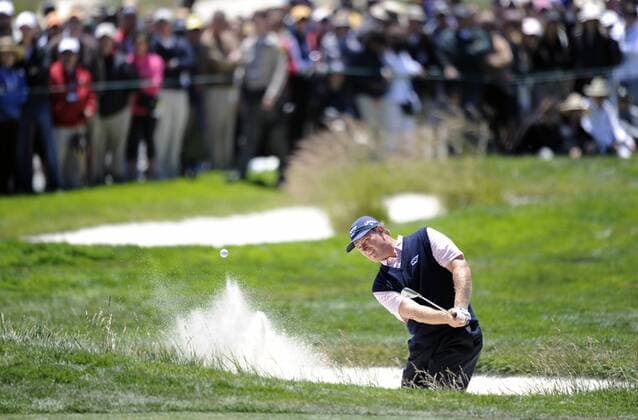 17 June 2010: Ernie Els (RSA South Africa) hits out of the first bunker during the first round of play of the USGA 2010 U.S. Open Championship at Pebble Beach Golf Links, Pebble Beach, California. Icon12810061715 EDITORIAL USE ONLY