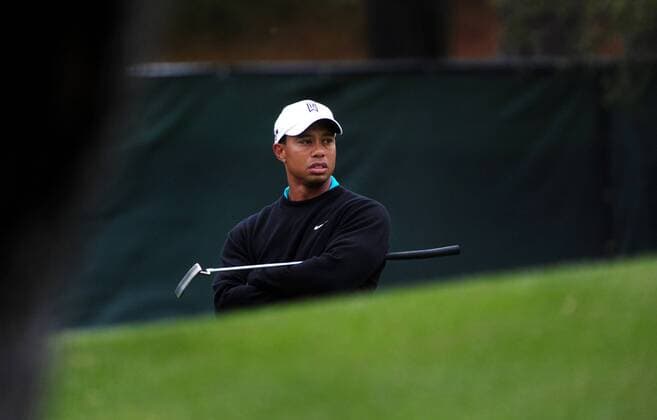 Tiger Woods (USA) waits to putt on the 15th green during the second round of the U.S. Open in Pebble Beach, California on June 18, 2010.  PBP20100618313