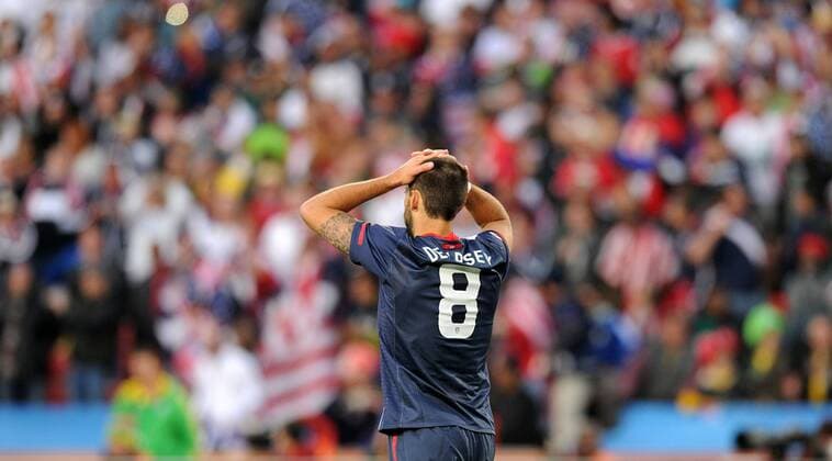 Clint Dempsey of USA is seen during the FIFA World Cup 2010 soccer match between Slovenia and USA at Ellis Park Stadium on June 18, 2010 in Johannesburg. - ZUMAgh1 o0 Enttäuschung,