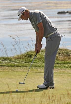 Dustin Johnson (USA) putts on the 4th green during the third round of the U.S. Open in Pebble Beach, California on June 19, 2010.  PBP20100619327