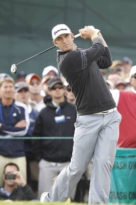 19 June 2010: Dustin Johnson (USA) hits a shot on the 9th hole during the third round of the 110th U.S. Open at Pebble Beach Golf Links in Pebble Beach, California Icon47900171 EDITORIAL USE ONLY