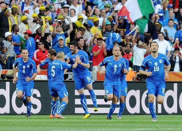 Torjubel Italien, v.li.: Giorgio Chiellini, Claudio Marchisio, Fabio Cannavaro, Vincenzo Iaquinta, Simone Pepe und Gianluca Zambrotta - Italien - Neuseeland - Mbombela Stadium, Nelspruit - giorgioxperottino o0 Jubel, Freude