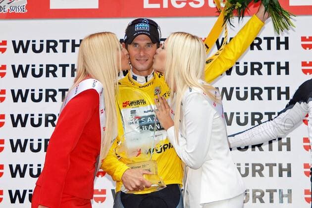Frank Schleck (LUX Team Saxo Bank) - Podium - Final Winner Overall - Event: Tour de Suisse 2010 - Stage 9 - Individual Time Trial - Liestal to Liestal
