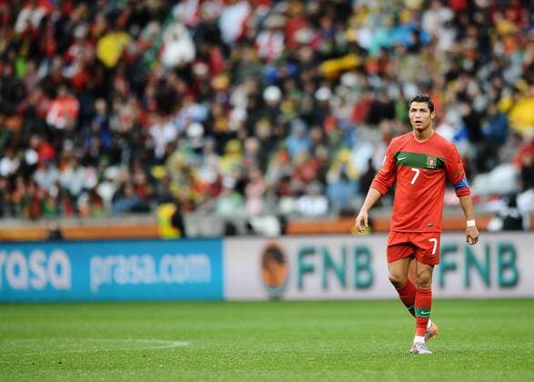 Football - 2010 FIFA World Cup - Portugal (red) vs. North Korea Nordkorea (white): Cristiano Ronaldo of Portugal at Green Point Stadium, Cape Town 